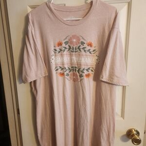 Pink Graphic T-Shirt with Floral Design